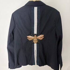 Navy Blue bead Embroidered Blazer Bee Jacket. Never worn